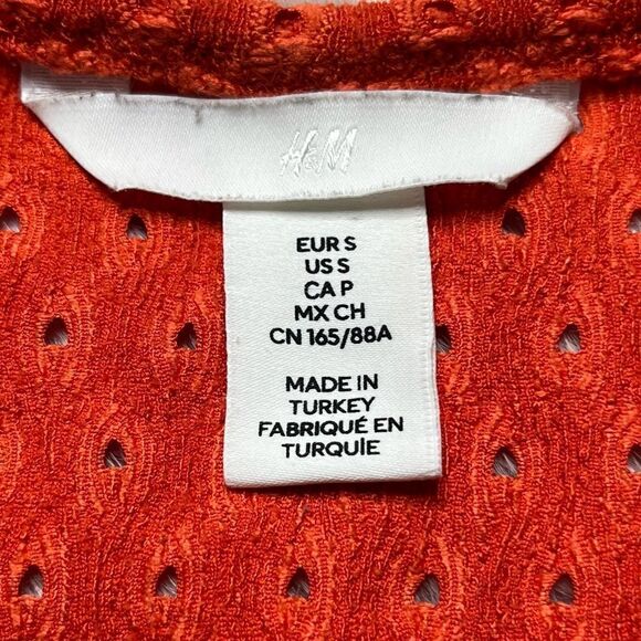 H&M Scoop Neck Cut Out Short Sleeve Crop Top Orange Size Small - Picture 4 of 4